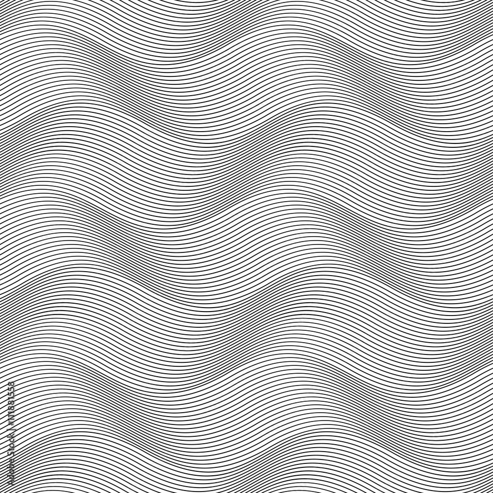 Vector seamless texture. Modern geometric background. Monochrome repeating pattern with waves.