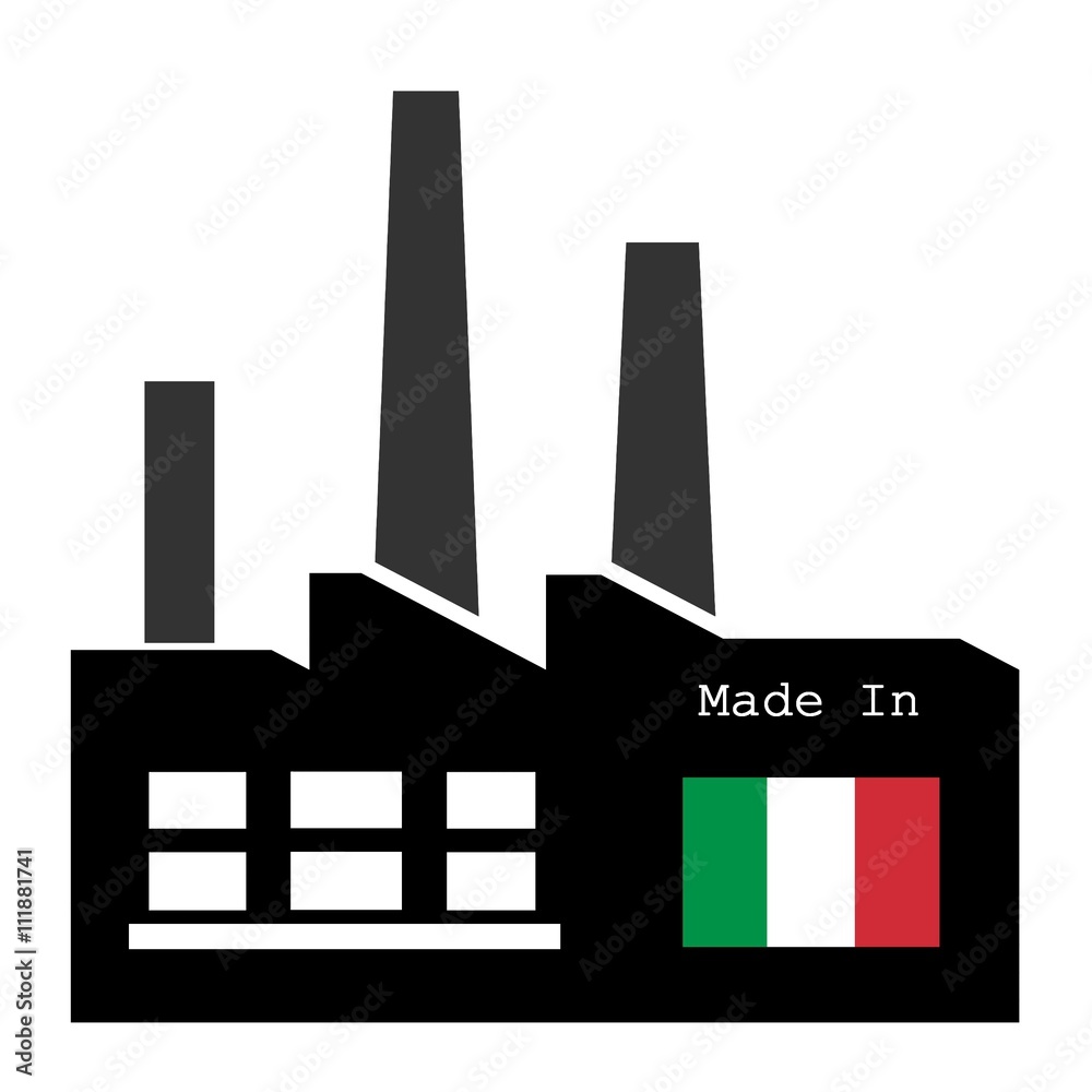 Drapeau de l'Italie dans une usine Drapeau de l'Italie dans une usine