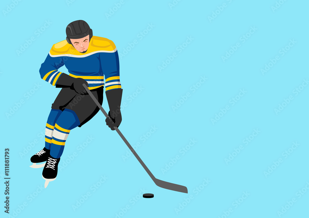 Fototapeta premium Cartoon illustration of a hockey player