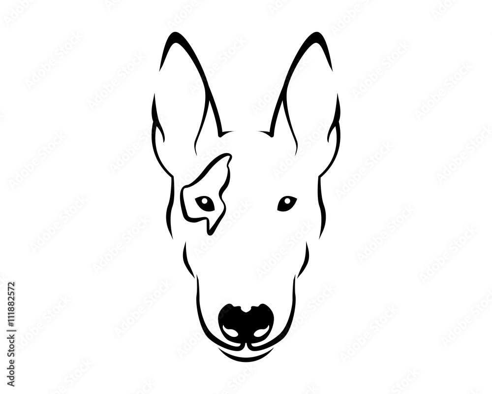Dog Breed Line Art Logo - Bull Terrier