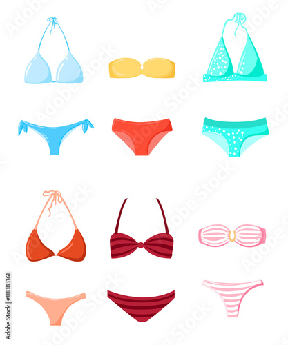 Bathing suit Swimming suits Summer vacation ector Bikini silhouette set