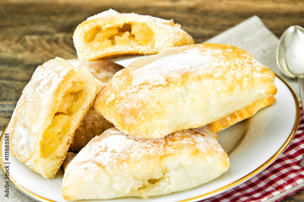 Sweet Bakery Bun with Cheese, Apple and Cinnamon Sweet Bakery Bun with Cheese, Apple and Cinnamon