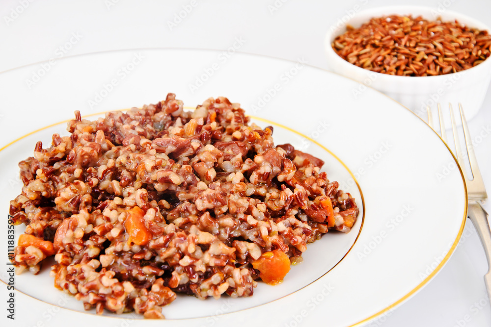 Pilaf with Meat, Carrots and Red Rice Pilaf with Meat, Carrots and Red Rice