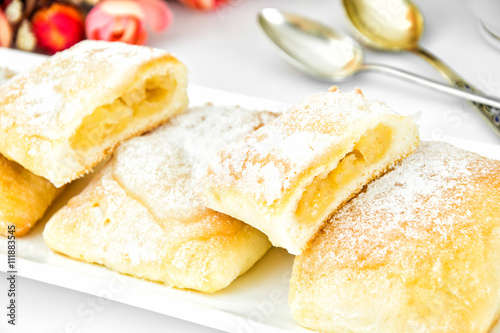 Sweet Bakery Bun with Cheese, Apple and Cinnamon