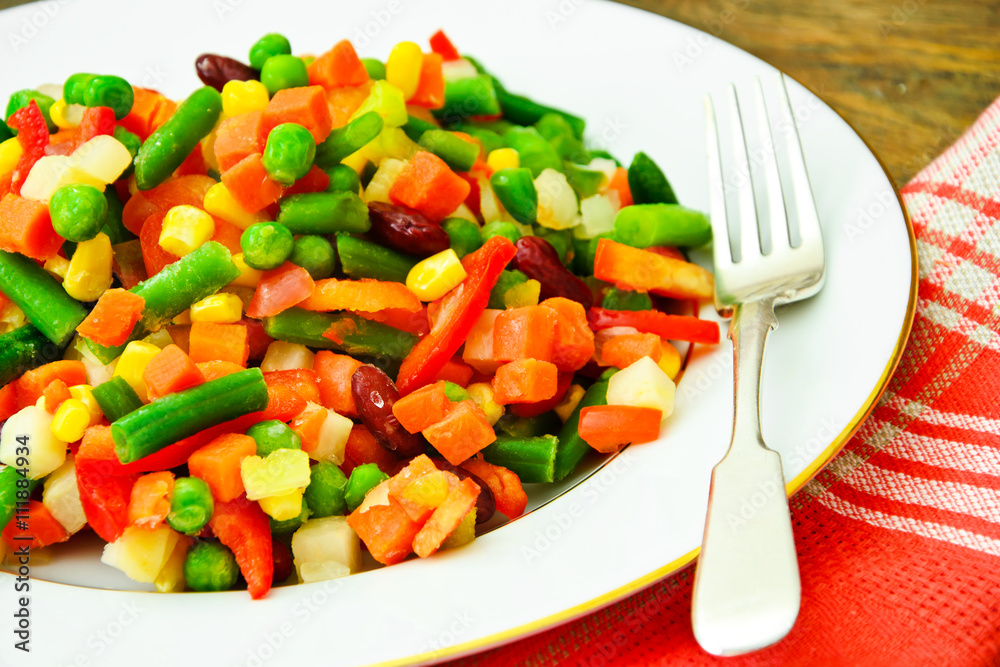 Mexican Mix of Vegetables. Tomatoes, Beans, Celery Root, Green B