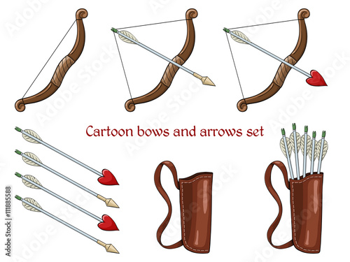 Cartoon bows and arrows set