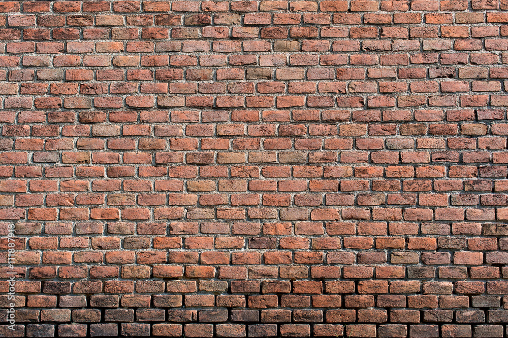Fototapeta premium old red-orange brick wall, background texture 3