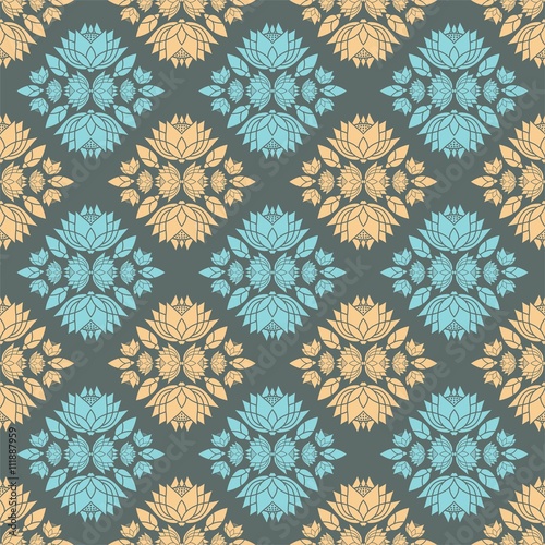 diamonds seamless pattern lotus decorative ornament design