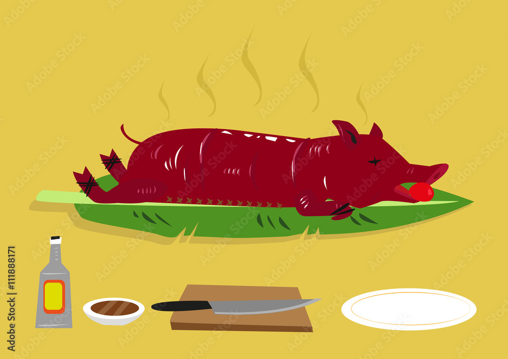 Lechon or a Roasted Suckling Pig is popular festival food in the