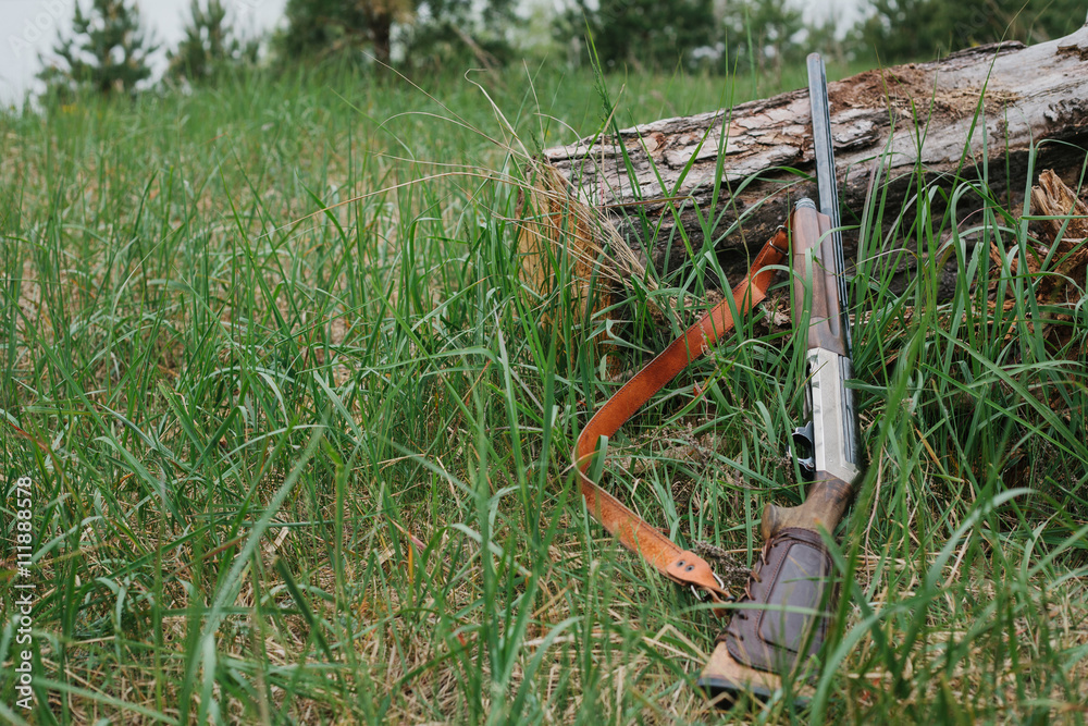 Naklejka premium hunting items. hunting concept. hunting background.