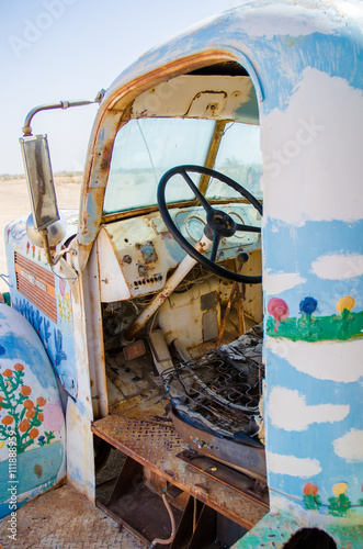 Vintage abandoned truck at Salvation mountain area