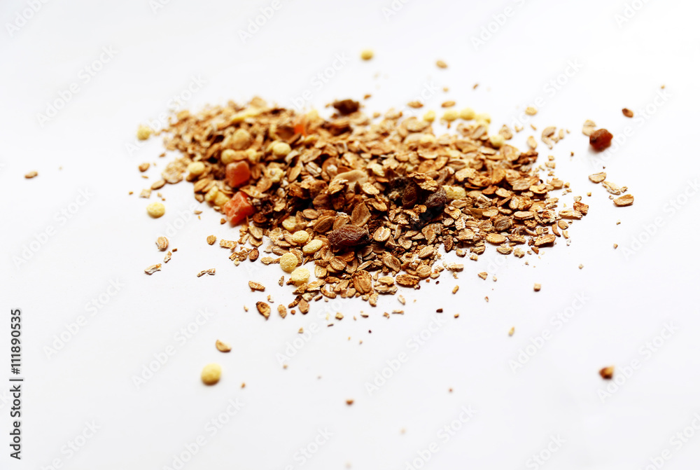 Granola is for the breakfast on white background Granola is for the breakfast on white background