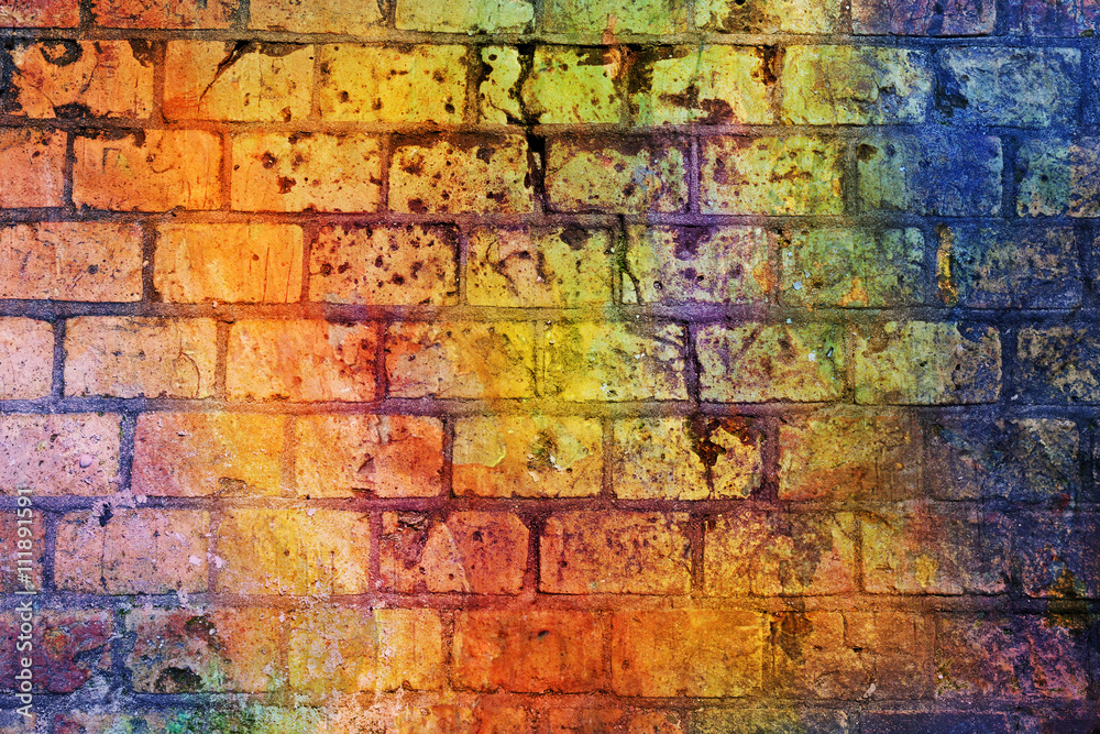 Fototapeta premium Colorful brick wall background
