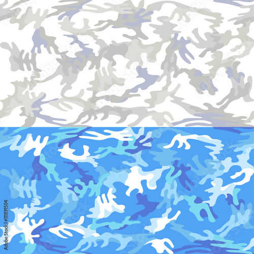 Camouflage seamless sea water & icy peaks spots pattern backgrou