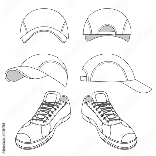 Outlined sneakers & baseball cap set