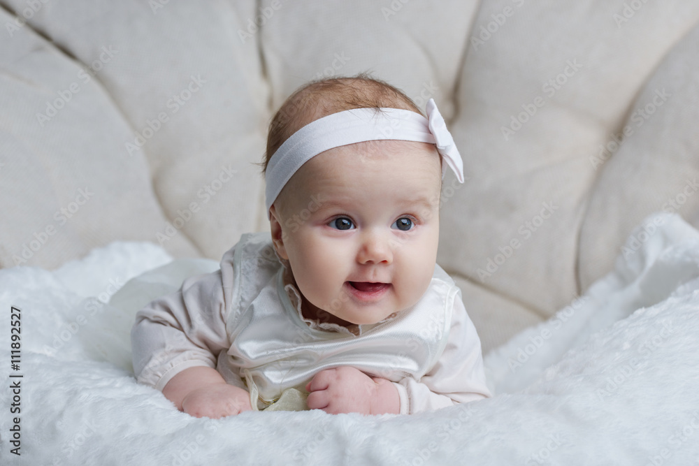 cute baby on bright background