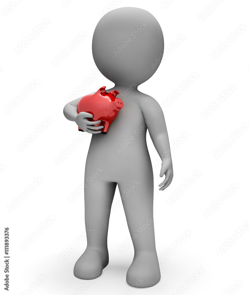 Character Piggybank Shows Financial Save And Earnings 3d Renderi Character Piggybank Shows Financial Save And Earnings 3d Renderi