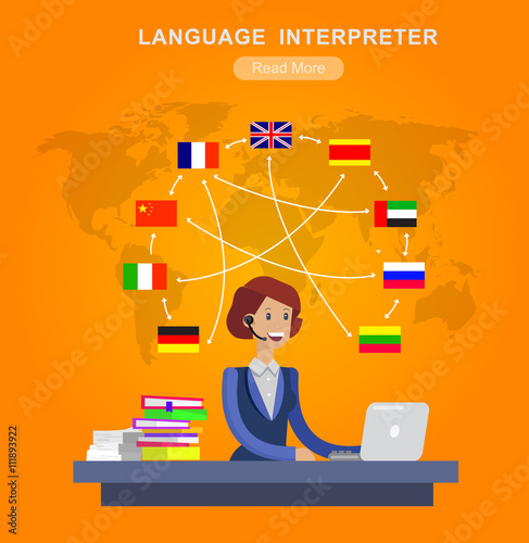 Vector detailed character Language translator