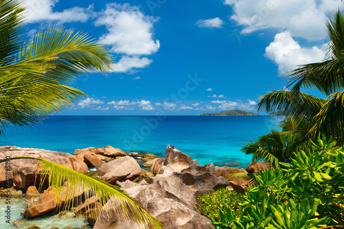 Beautiful rocky coast in Seychelles