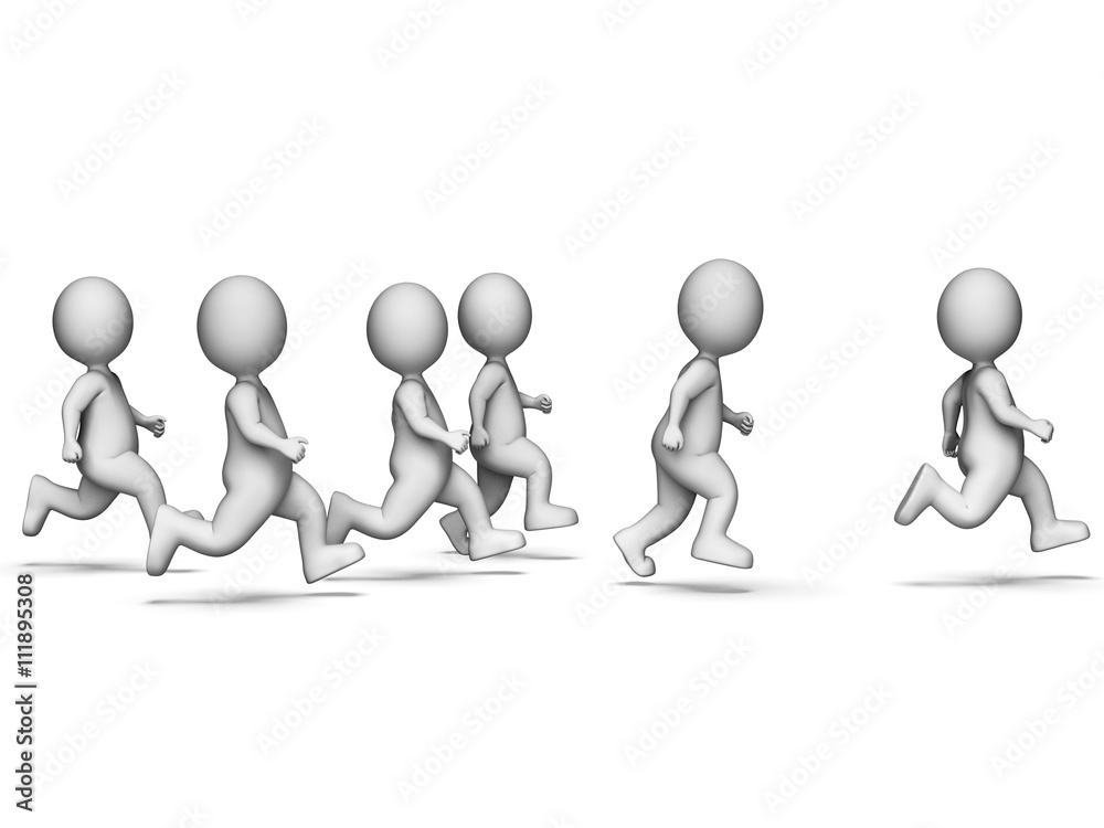 Characters Teamwork Shows Get Fit And Combined 3d Rendering Characters Teamwork Shows Get Fit And Combined 3d Rendering