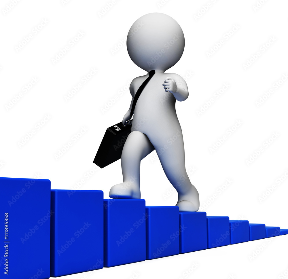 Businessman Success Indicates Hard Times And Advance 3d Renderin Businessman Success Indicates Hard Times And Advance 3d Renderin