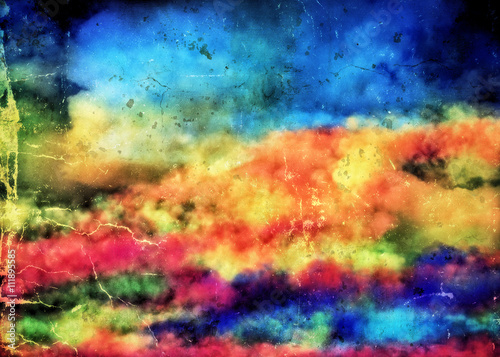 Retro kolorowe tło w bajkowe chmury