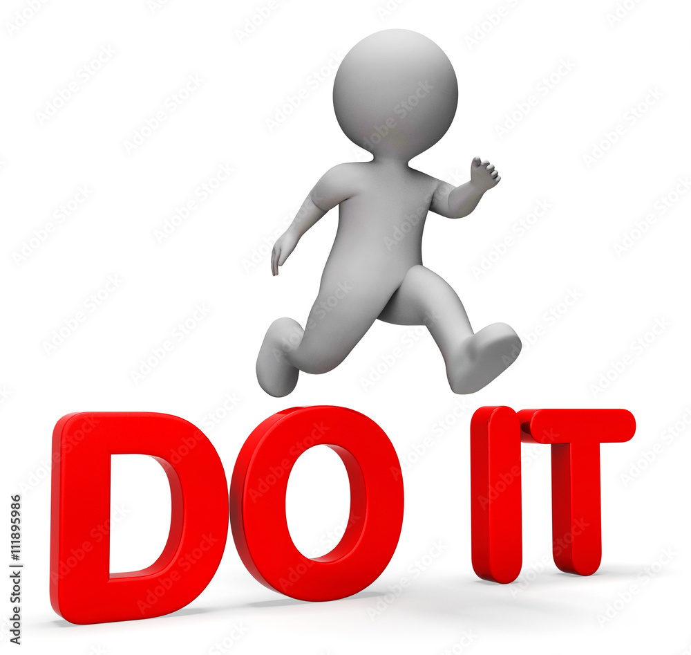 Do It Shows Man Character And Succeed 3d Rendering Do It Shows Man Character And Succeed 3d Rendering