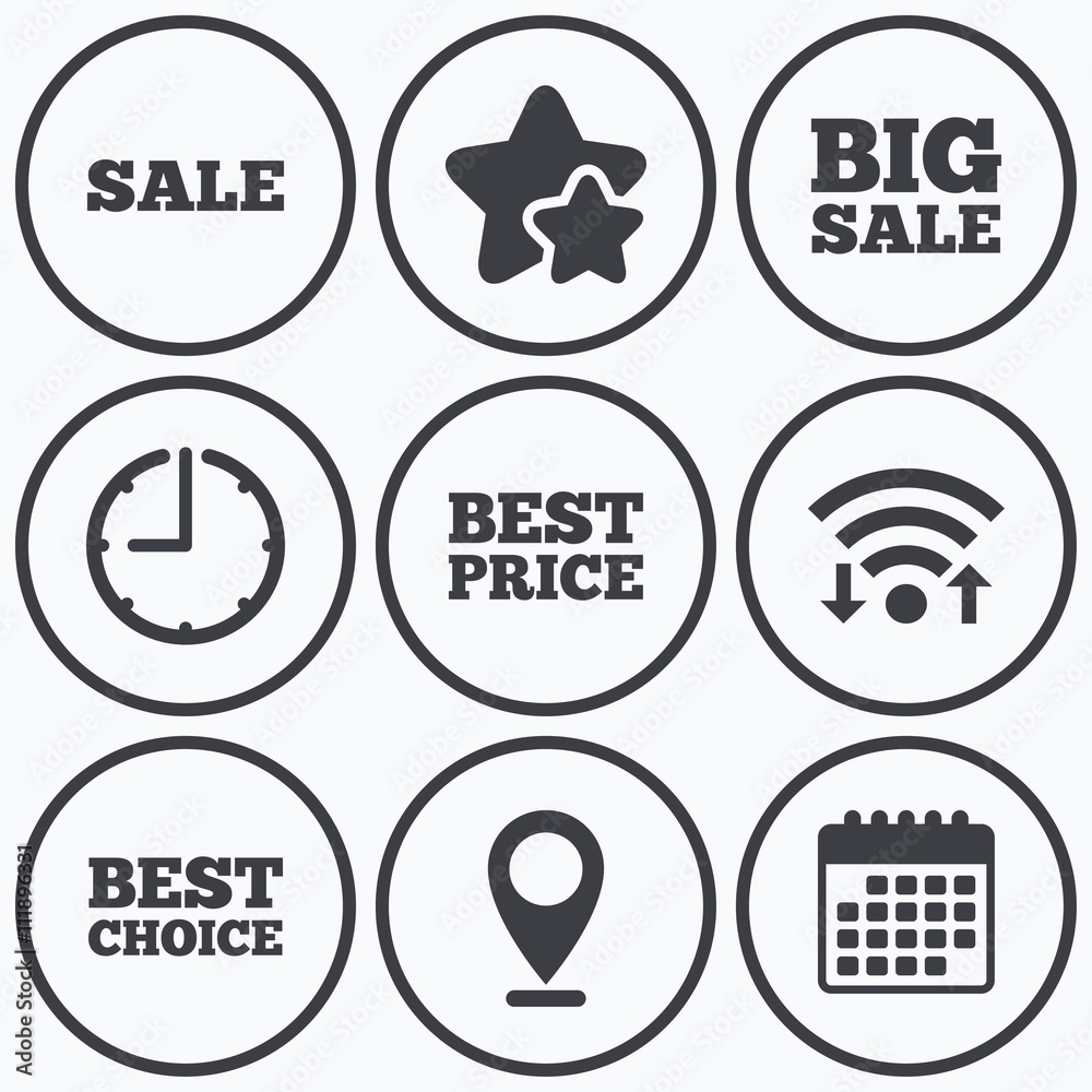 Sale icons. Best choice, price symbols