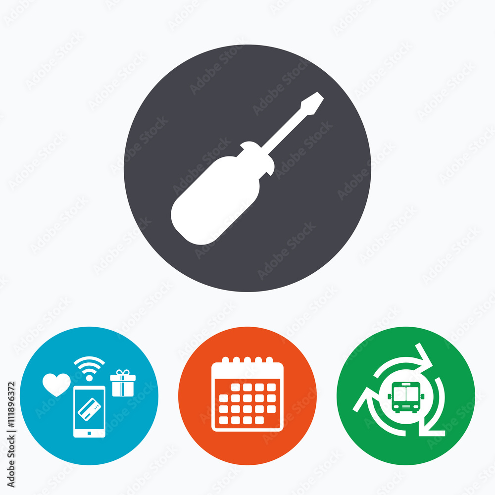 Screwdriver tool sign icon. Fix it symbol. Screwdriver tool sign icon. Fix it symbol.