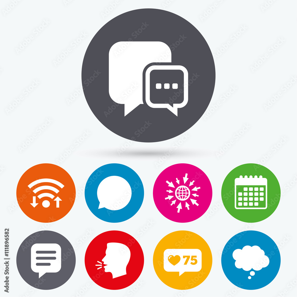 Chat icons. Comic speech bubble signs. Think. Chat icons. Comic speech bubble signs. Think.