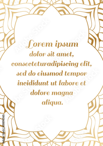 Golden rectangular border of flowing lines with a shaped edge.