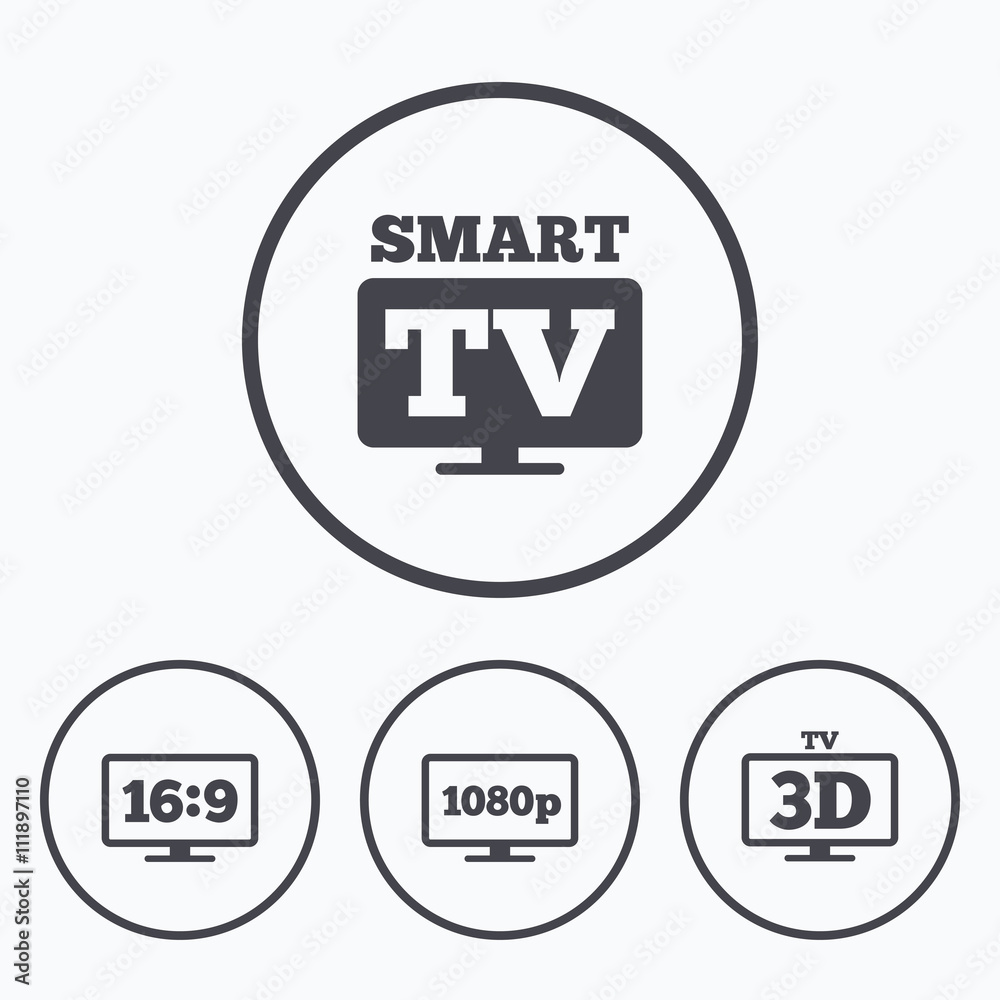 Smart TV mode icon. 3D Television symbol.