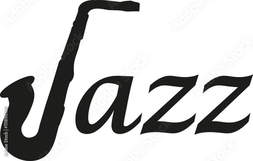 Canvas Print Jazz word with Saxophone