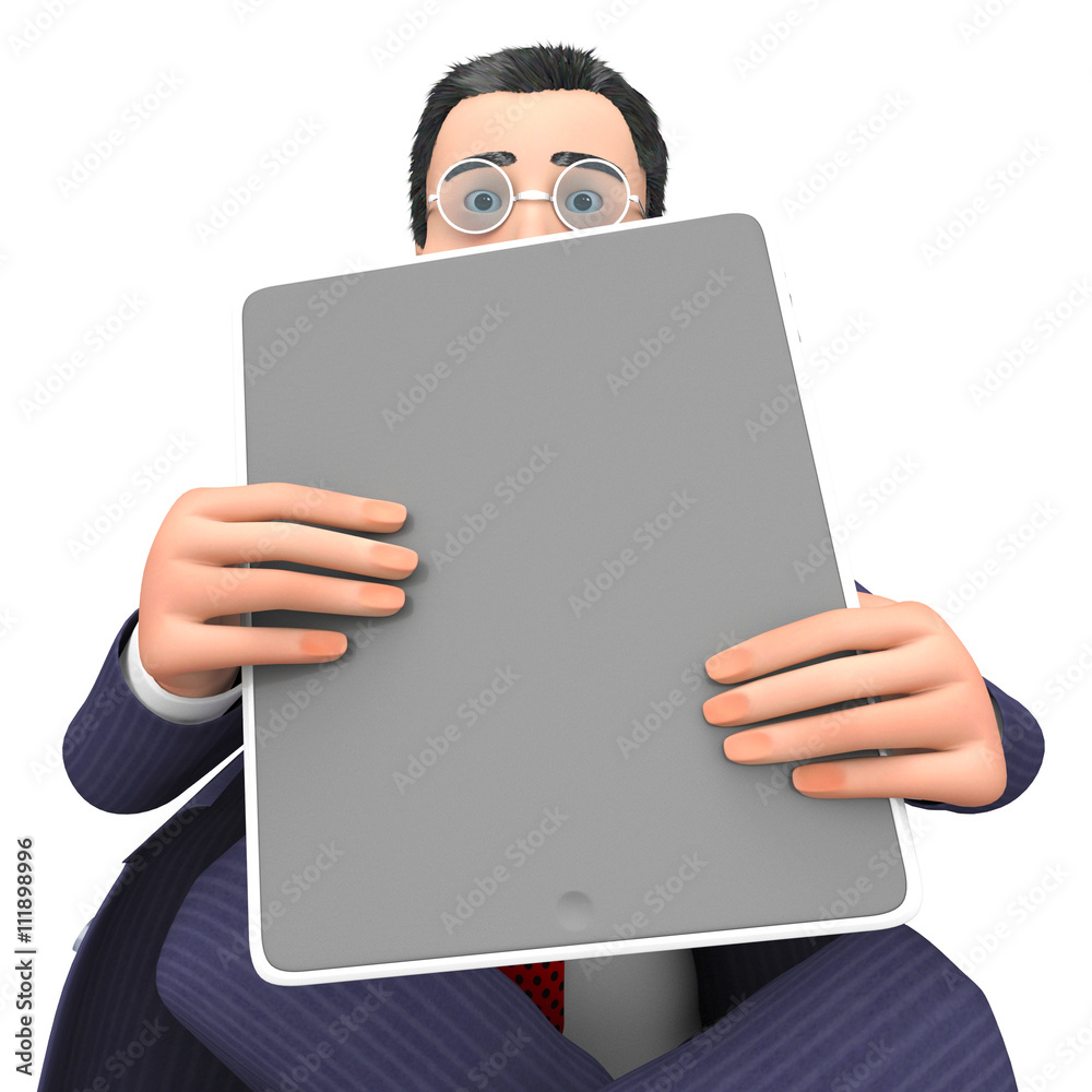 Fotografie Character Businessman Shows World Wide Web And Computing 3d Rend