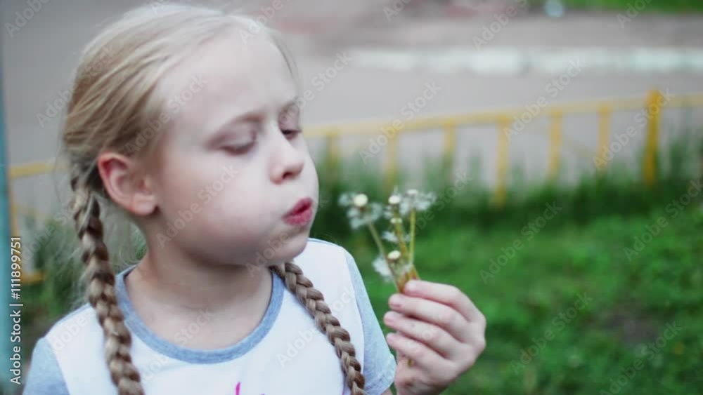 Girl Blowing a Dandelion Girl Blowing a Dandelion