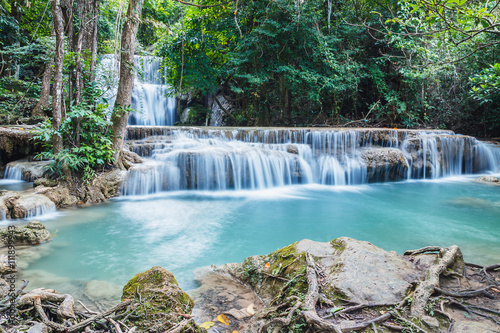 Deep forest waterfall in national park Thailand(Waterfall Huay Mae Kamin)