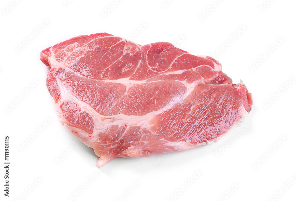 Piece of pork meat, isolated  white