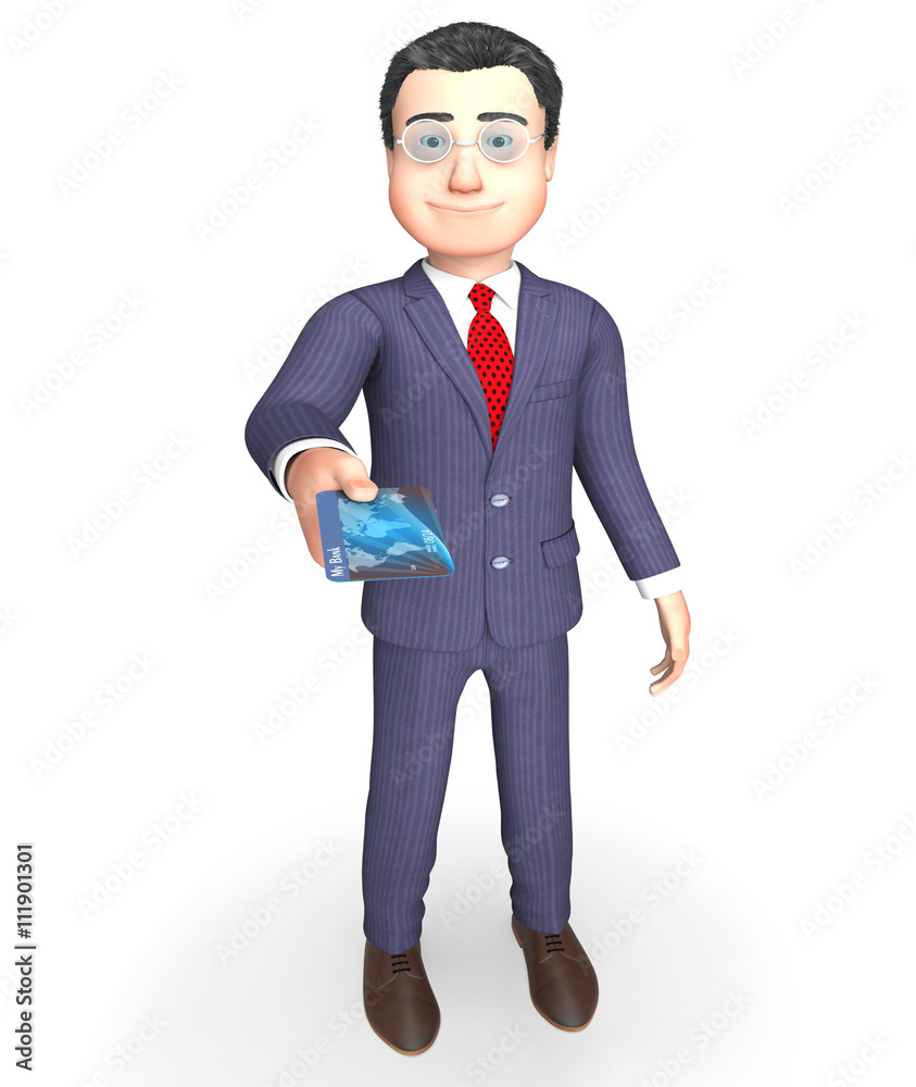 Debit Card Represents Business Person And Banking 3d Rendering Debit Card Represents Business Person And Banking 3d Rendering