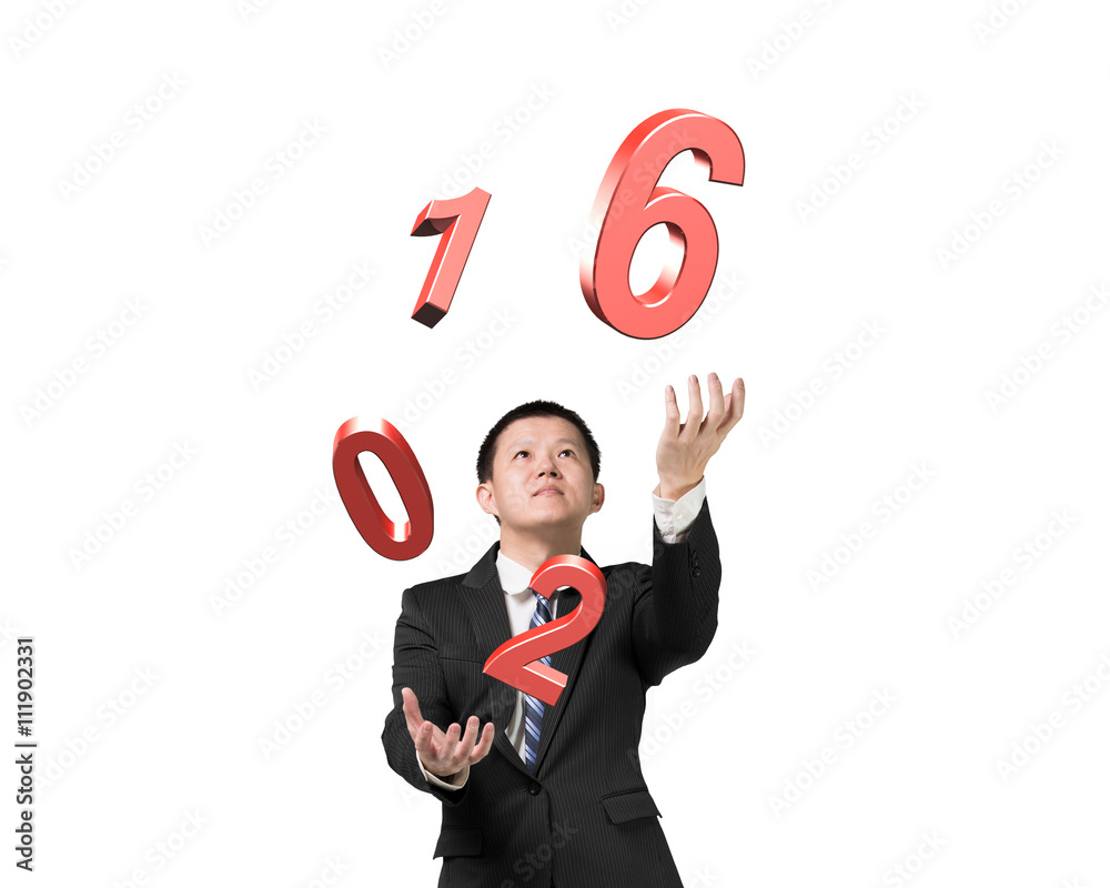 Man catching throwing 2016 red words Man catching throwing 2016 red words