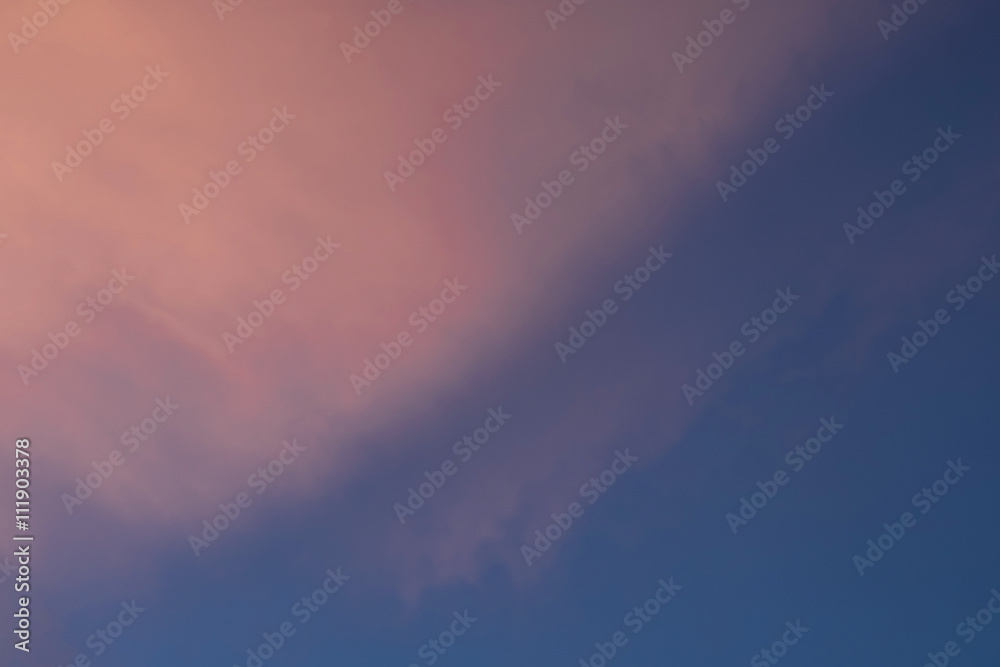 Colorful clouds with dark blue sky in evening