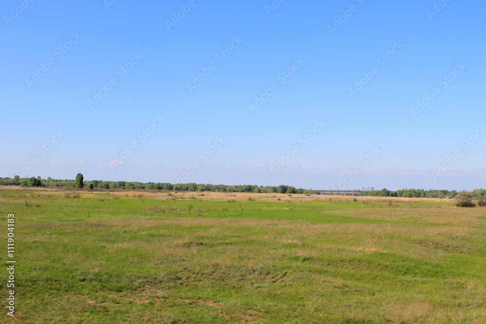 Green meadow and blue sky Green meadow and blue sky