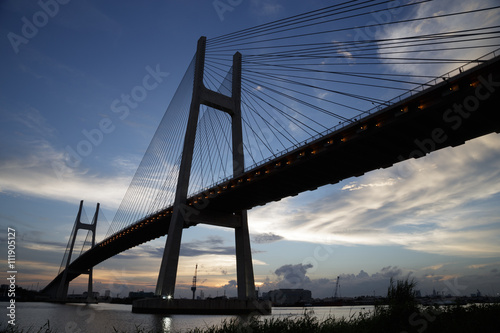 Phu My bridge in Ho Chi Minh city  Vietnam under sunset