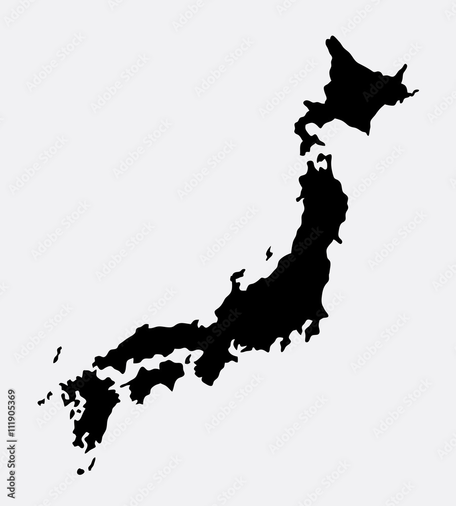 Fototapeta Japan island map silhouette. Good use for symbol, icon, logo, mascot, sticker, sign, or any design you want.