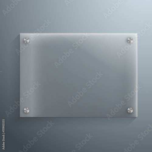Illustration of Realistic Vector Glass Plate Template Icon. EPS10 Horisontal Vector Plastic Frame
