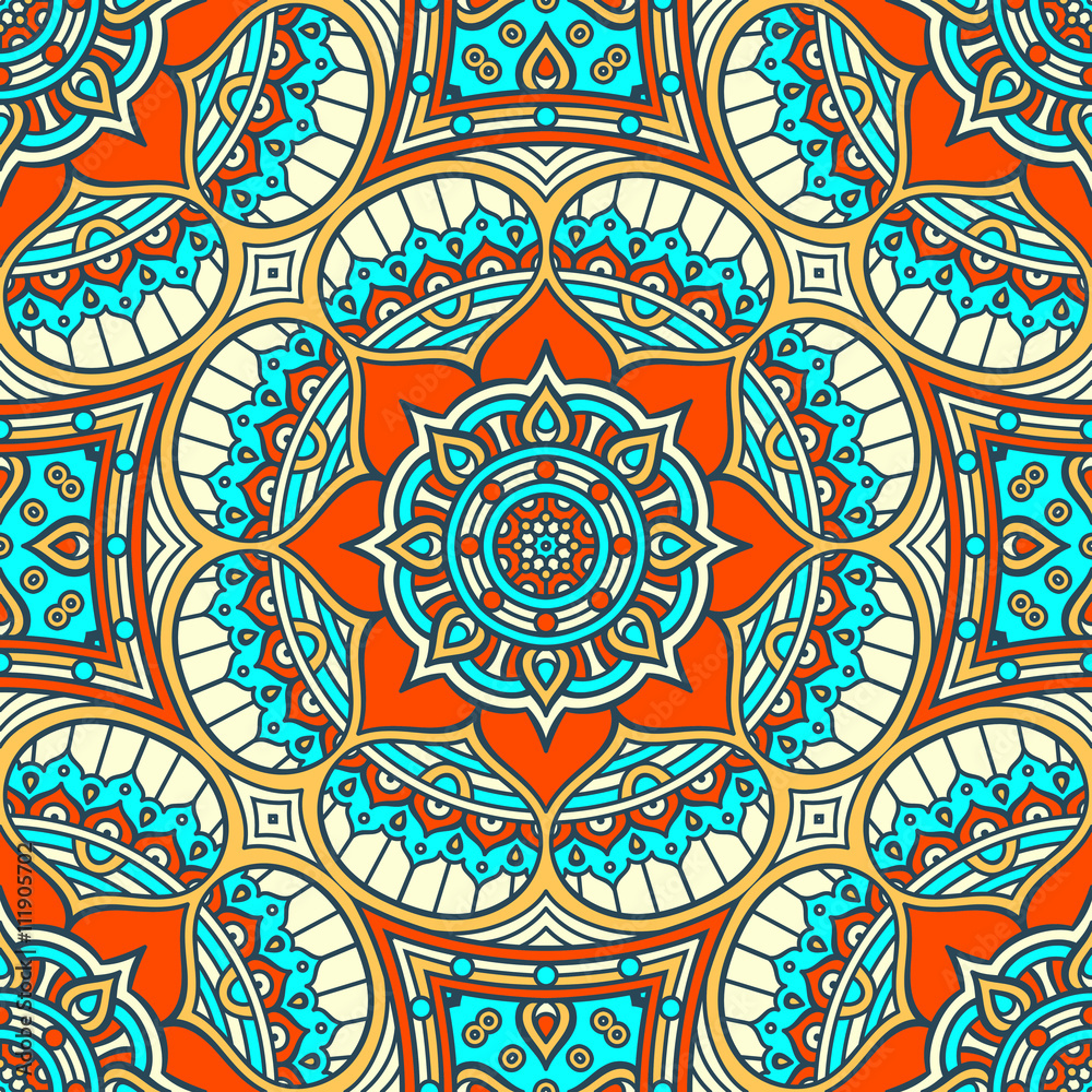 Fototapeta premium Ethnic floral seamless pattern