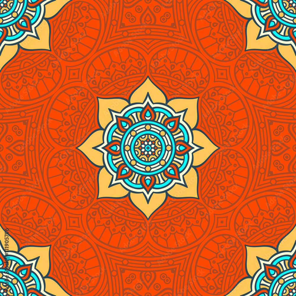 Ethnic floral seamless pattern