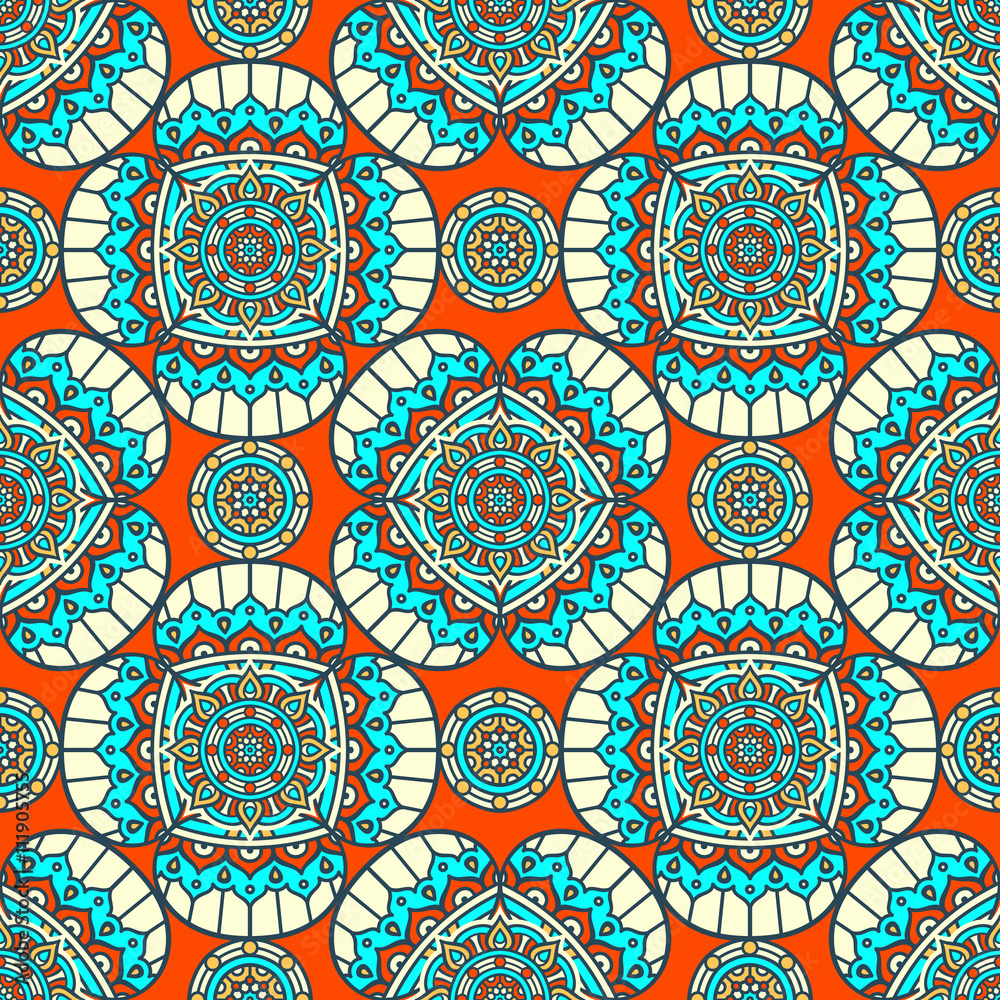 Ethnic floral seamless pattern