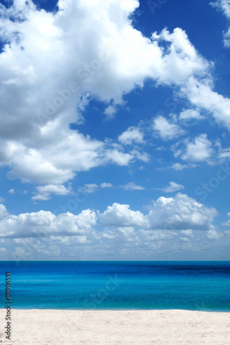 Beautiful sky and sea with white clouds.