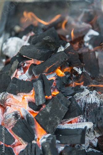 Fire burning coals