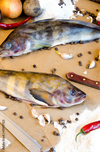 grinling fish with vegetables lemon pepper photo